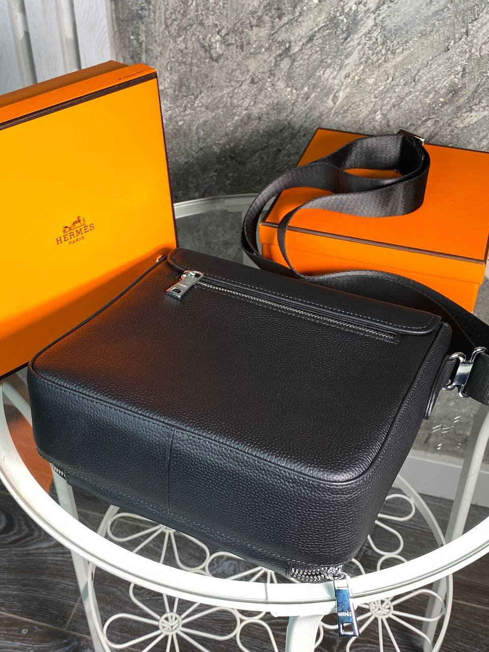 МУЖСКАЯ СУМКА МЕССЕНДЖЕР HERMES детальное фото
