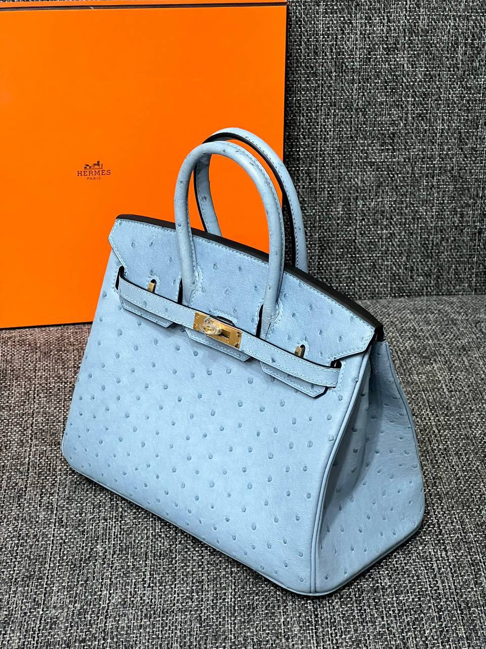 СУМКА HERMES BIRKIN 25 OSTRICH MYKONOS GOLD HARDWARE детальное фото