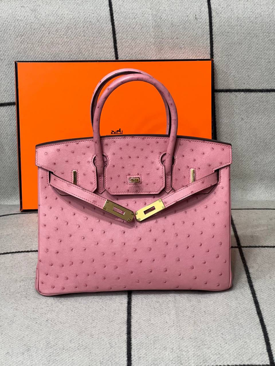 СУМКА HERMES BIRKIN 30 OSTRICH TERRE CUITE HARDWARE детальное фото