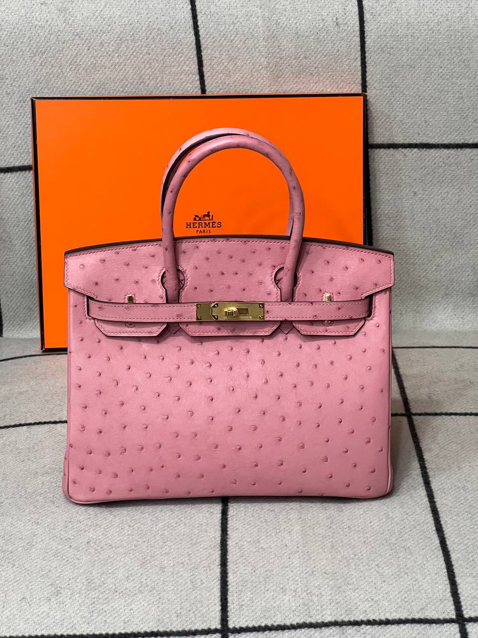 СУМКА HERMES BIRKIN 30 OSTRICH TERRE CUITE HARDWARE детальное фото