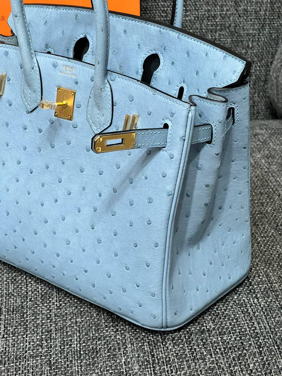 СУМКА HERMES BIRKIN 25 OSTRICH MYKONOS GOLD HARDWARE детальное фото