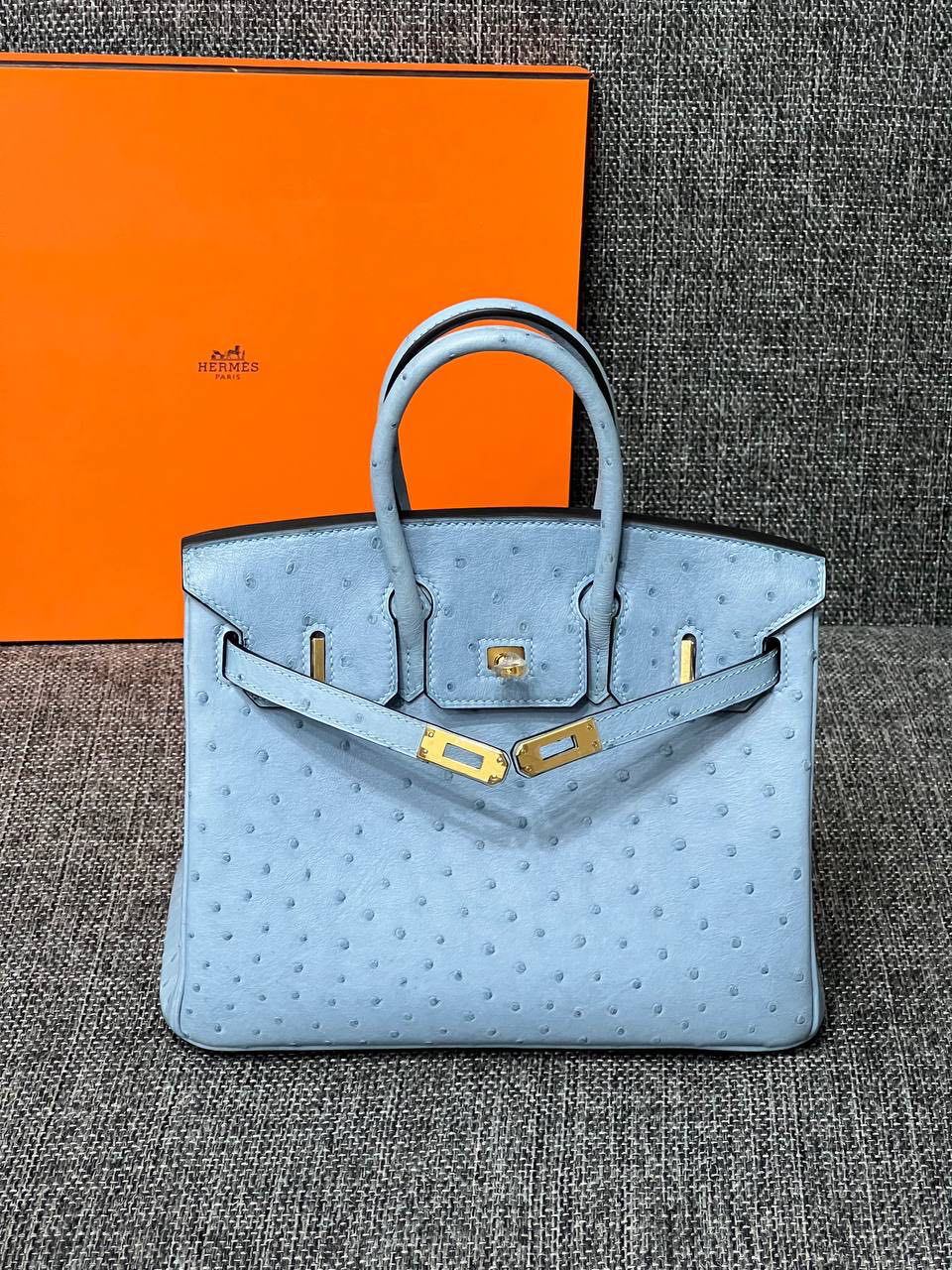 СУМКА HERMES BIRKIN 25 OSTRICH MYKONOS GOLD HARDWARE детальное фото